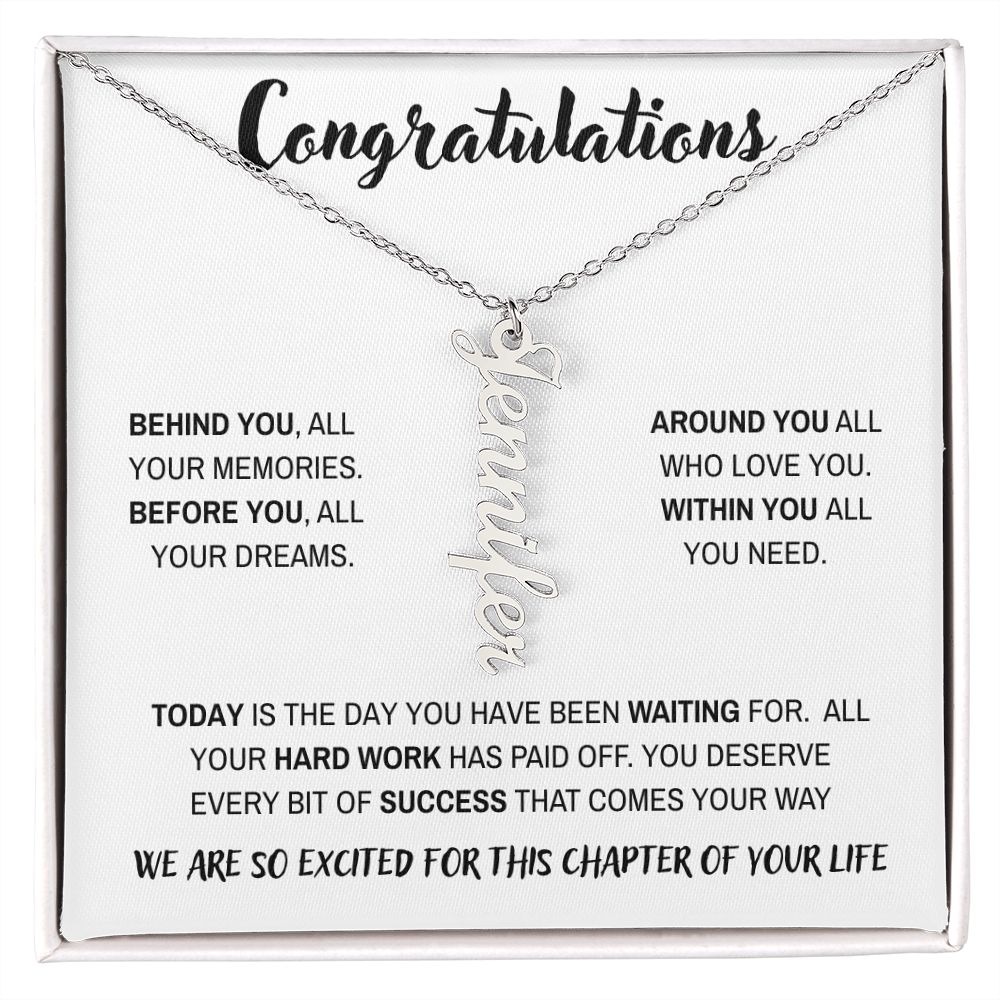 Congratulations - Behind You | Personalized Name Necklace | Graduation | Gifts for Her | Daughter | Niece | Granddaughter