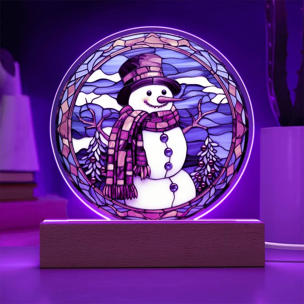 Stained Glass Snowman Acrylic Plaque