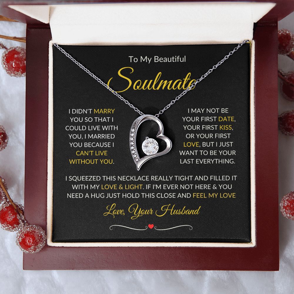 Soulmate | Forever Love Necklace | Gold Border 1 | Red Heart