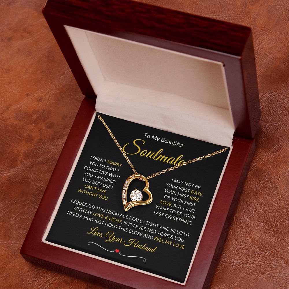 Soulmate | Forever Love Necklace | Gold Border 1 | Red Heart