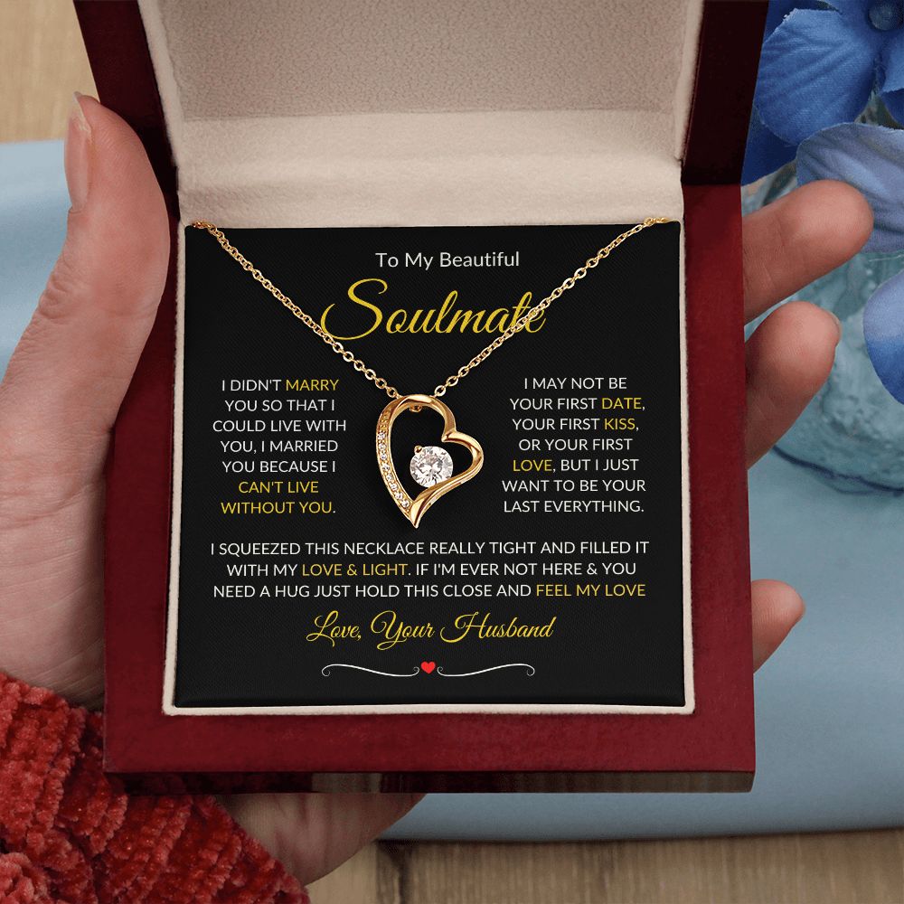 Soulmate | Forever Love Necklace | Gold Border 1 | Red Heart