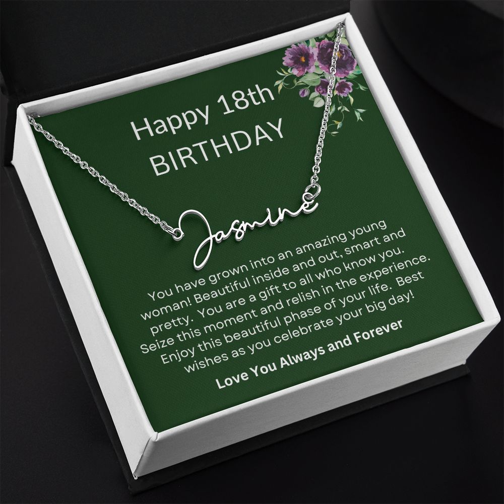 18th Birthday | Signature Name Necklace | Birthday gift | Gift for Her