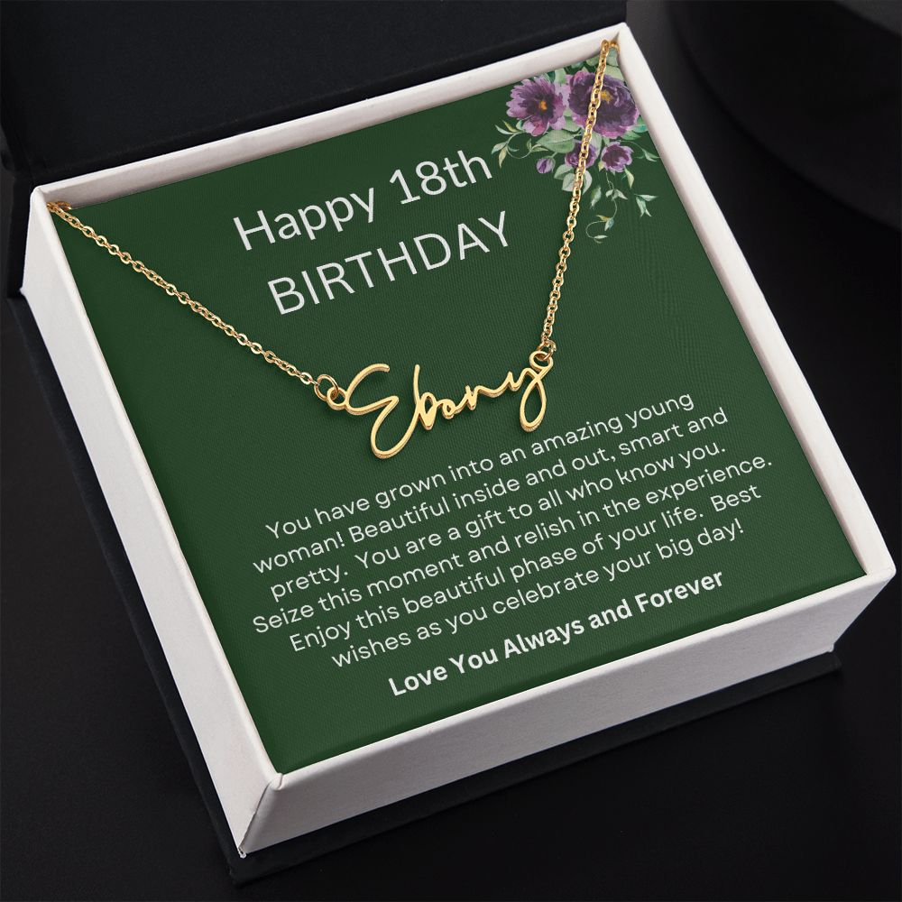 18th Birthday | Signature Name Necklace | Birthday gift | Gift for Her
