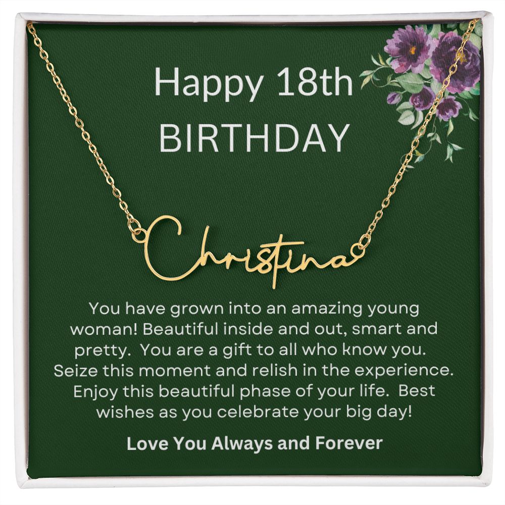18th Birthday | Signature Name Necklace | Birthday gift | Gift for Her