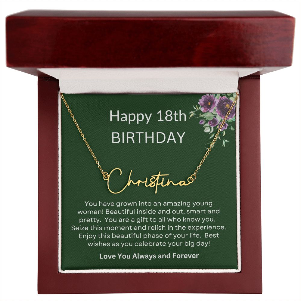 18th Birthday | Signature Name Necklace | Birthday gift | Gift for Her
