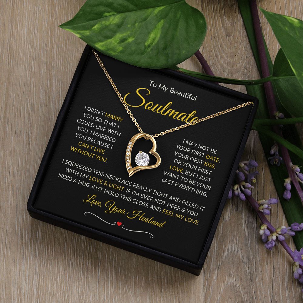 Soulmate | Forever Love Necklace | Gold Border 1 | Red Heart