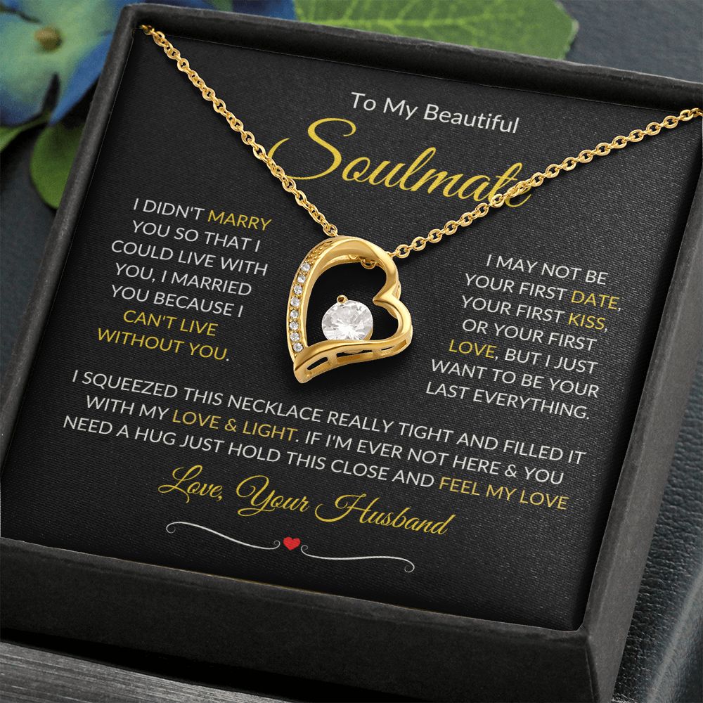 Soulmate | Forever Love Necklace | Gold Border 1 | Red Heart