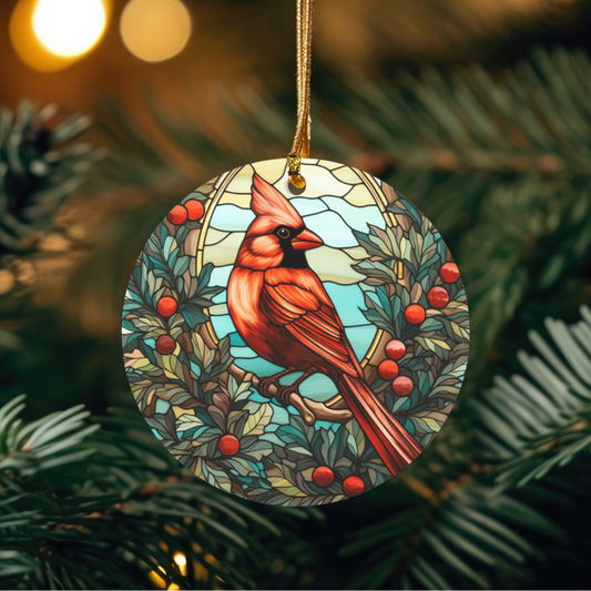 Christmas Cardinal Ceramic Ornament