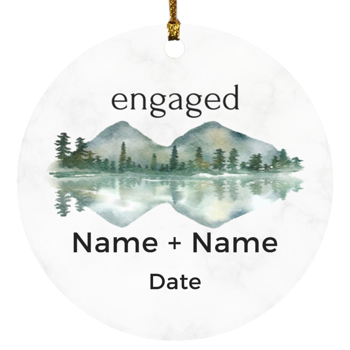 Engaged Personalized Ornament - Mountain Reflection