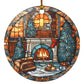 Christmas Fireplace Ceramic Ornament