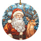 Santa and Reindeer Ceramic Ornament