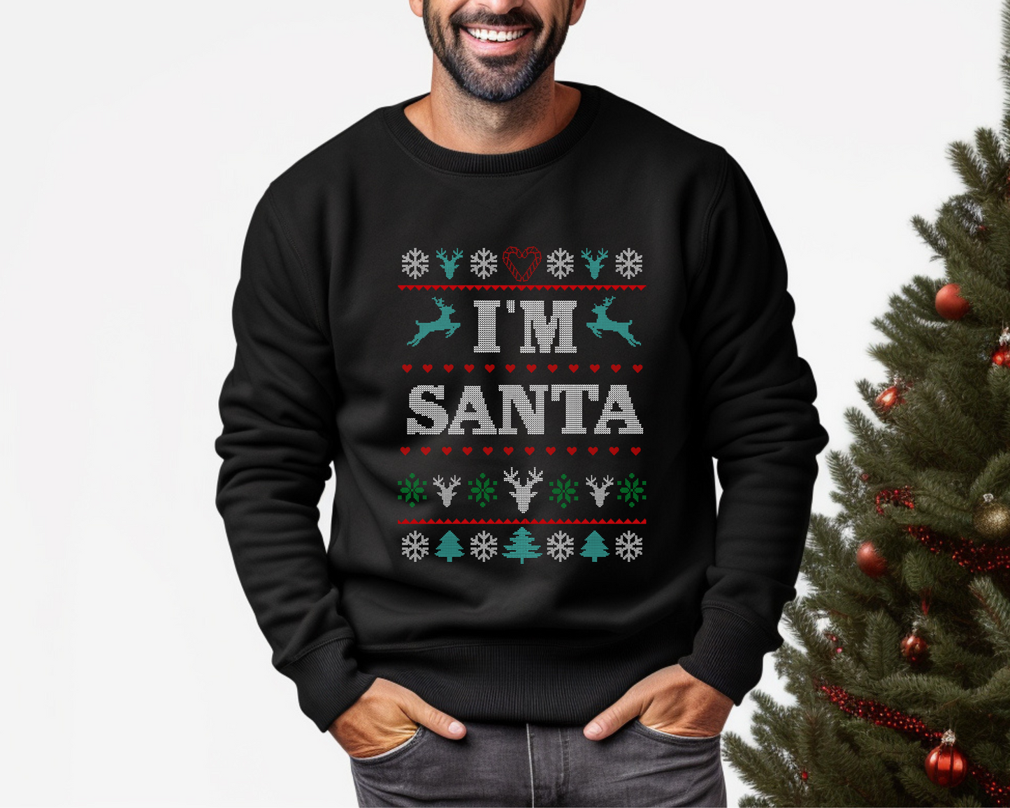 I'mSanta Unisex Funny Couples Ugly Christmas Sweater