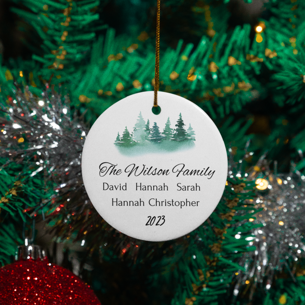 Tree Christmas Ornament 5/6 names Personalized Family Ornament - Tree 5-6 names