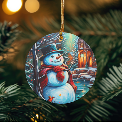 Snowman is Feeling Ceramic Ornament