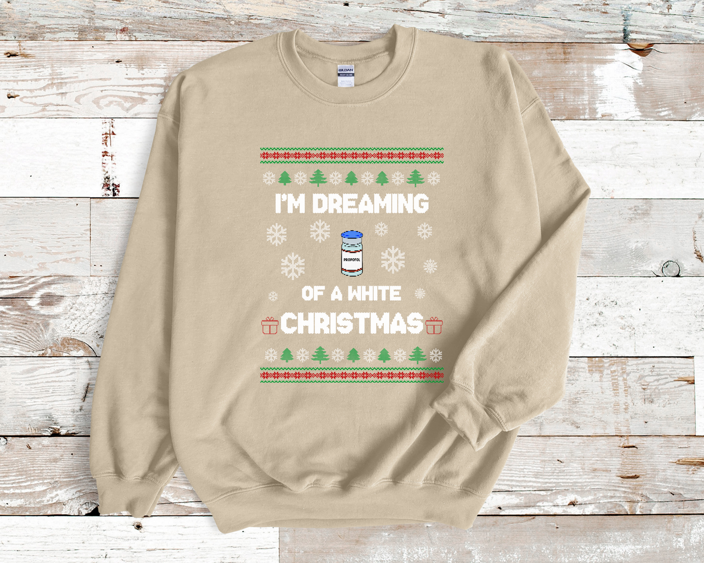 I'm Dreaming of a White Christmas-Dark Background White Christmas Humor Sweatshirt