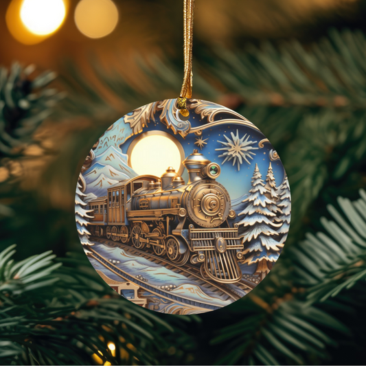 Fairy Tale Train Ceramic Ornament