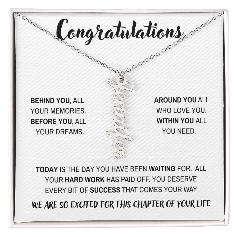 Congratulations - Behind You | Personalized Name Necklace | Graduation | Gifts for Her | Daughter | Niece | Granddaughter