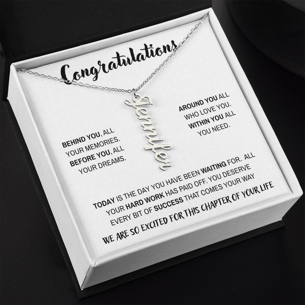 Congratulations - Behind You | Personalized Name Necklace | Graduation | Gifts for Her | Daughter | Niece | Granddaughter