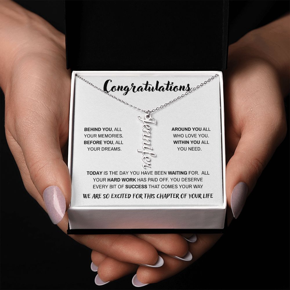 Congratulations - Behind You | Personalized Name Necklace | Graduation | Gifts for Her | Daughter | Niece | Granddaughter