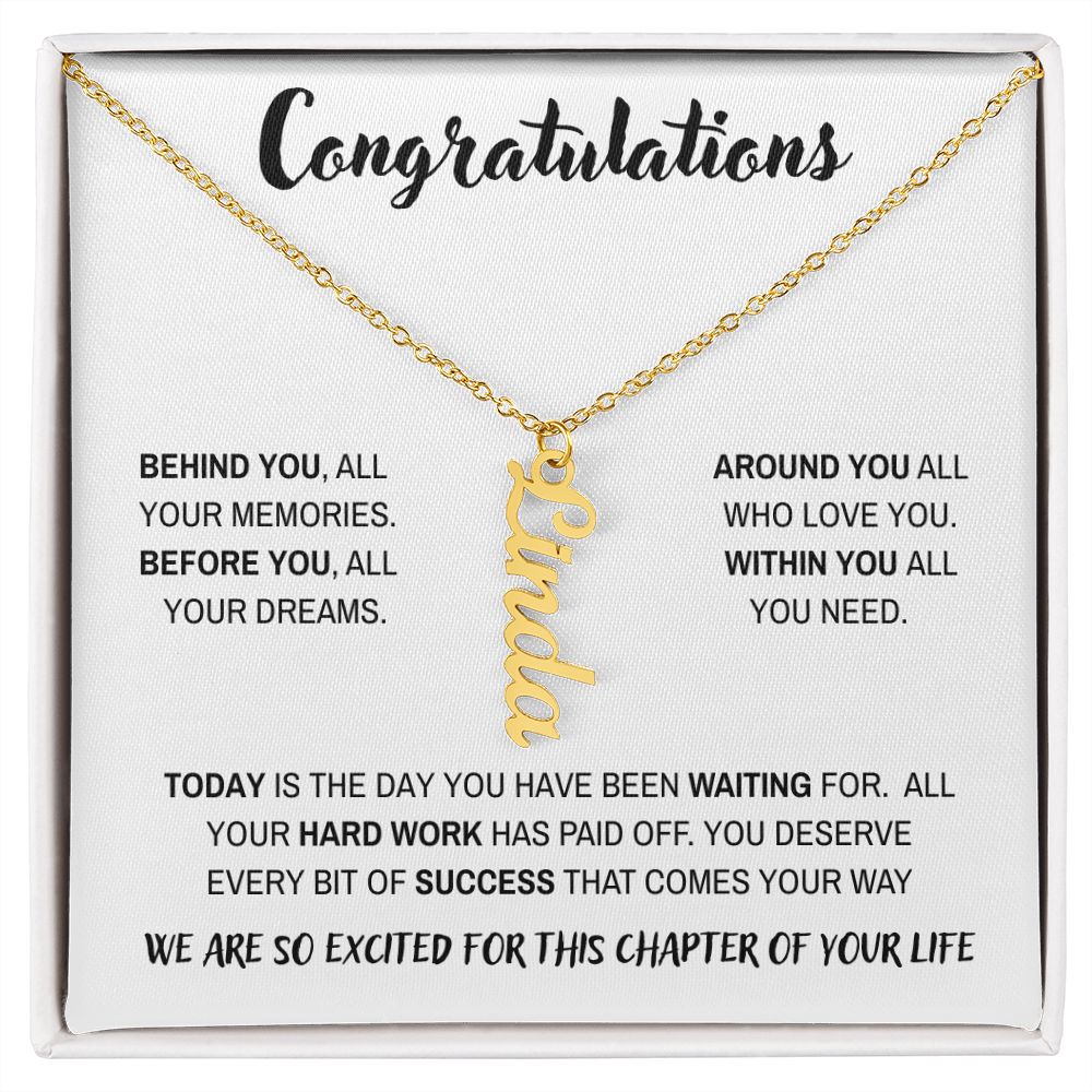 Congratulations - Behind You | Personalized Name Necklace | Graduation | Gifts for Her | Daughter | Niece | Granddaughter