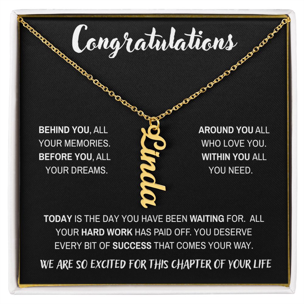 Congratulations - Behind You | Personalized Name Necklace | Graduation | Gift for Her | Daughter | Niece | Granddaughter