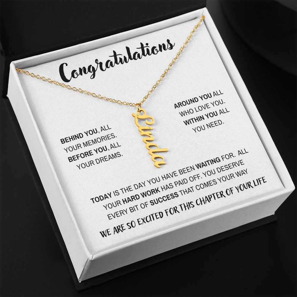 Congratulations - Behind You | Personalized Name Necklace | Graduation | Gifts for Her | Daughter | Niece | Granddaughter