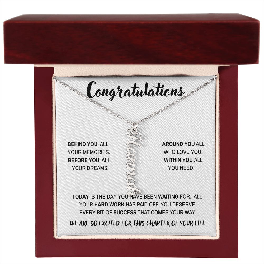 Congratulations - Behind You | Personalized Name Necklace | Graduation | Gifts for Her | Daughter | Niece | Granddaughter