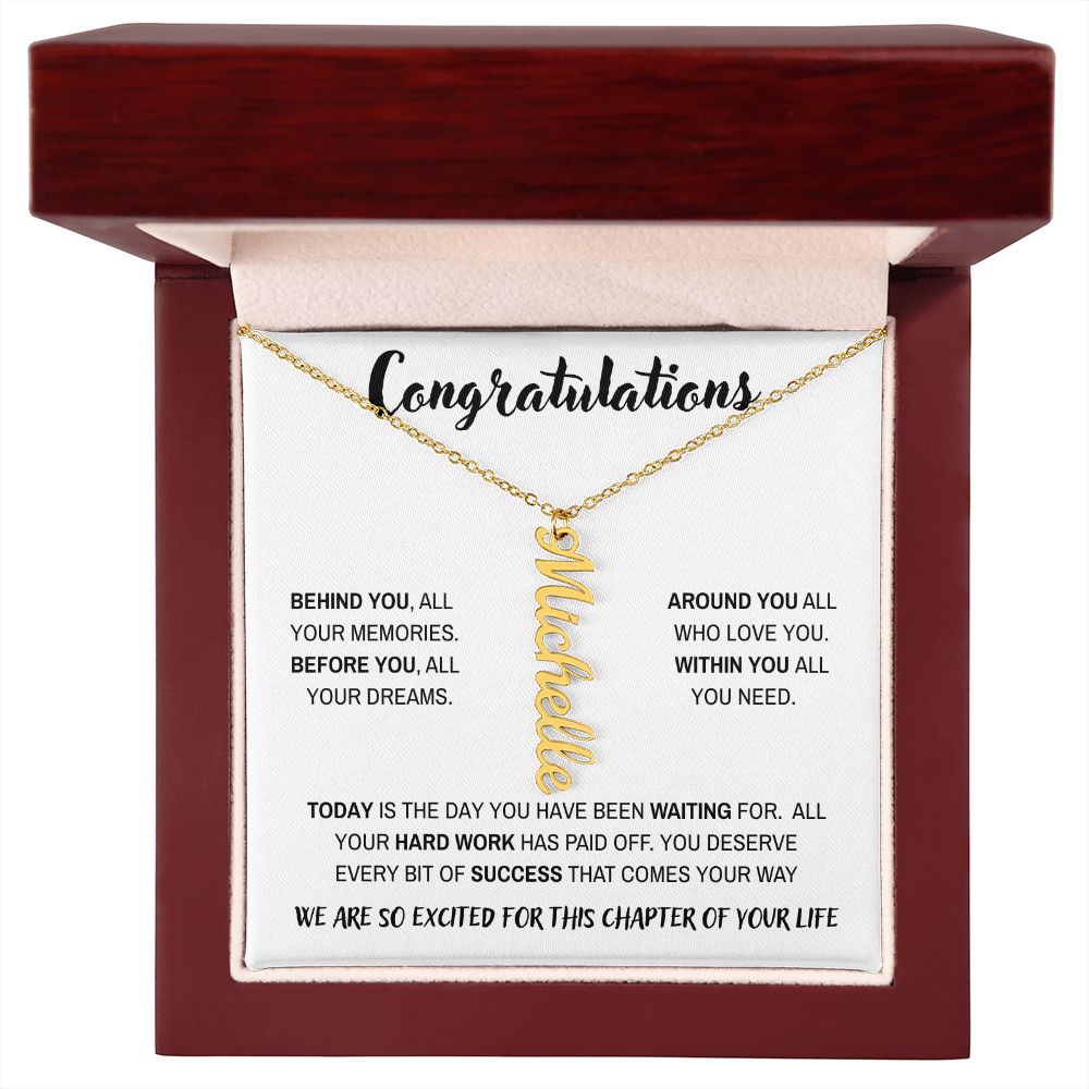 Congratulations - Behind You | Personalized Name Necklace | Graduation | Gifts for Her | Daughter | Niece | Granddaughter