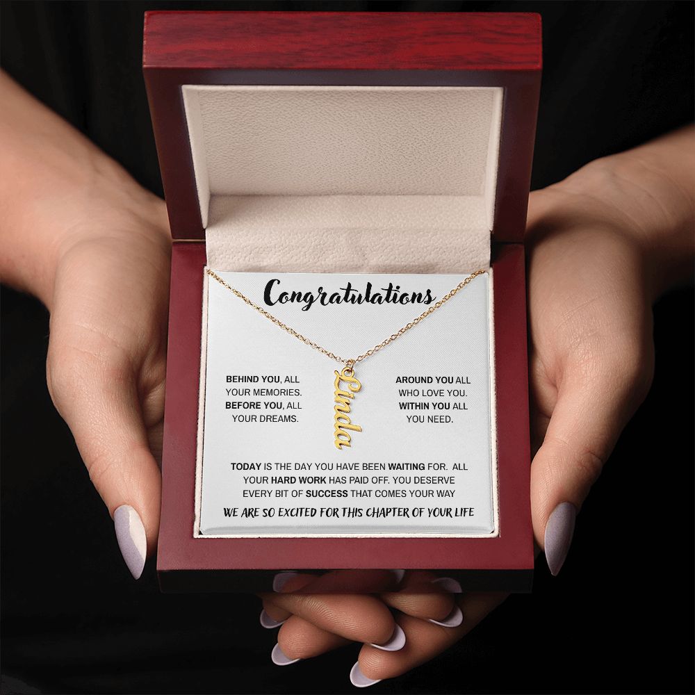 Congratulations - Behind You | Personalized Name Necklace | Graduation | Gifts for Her | Daughter | Niece | Granddaughter