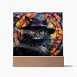 Black Cat Witch | Stained Glass | Acrylic Plaque