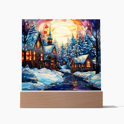 Stained Glass Church by River Acrylic Plaque