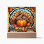 Pumpkin and Turkey | Stained Glass | Acrylic Plaque