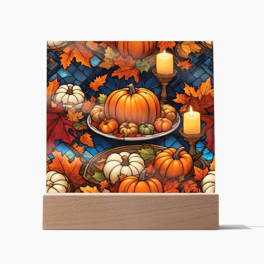 Warm Thanksgiving | Pumpkin Plate | Stained Glass Acrylic