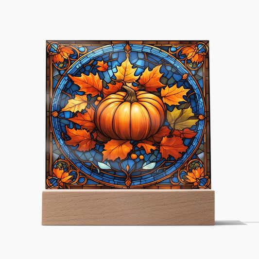 Stained Glass Pumpkin | Thanksgiving | Acrylic Plaque Nightlight