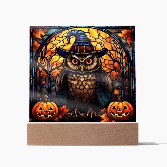 Owl Stained Glass | Acrylic Plaque | Halloween