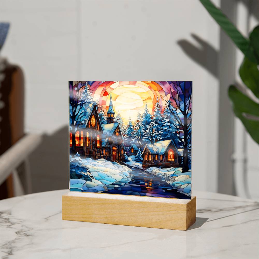 Stained Glass Church by River Acrylic Plaque