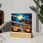 Halloween House Pumpkin Patch | Stained Glass | Acrylic Plaque