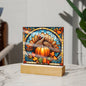 Pumpkin and Turkey | Stained Glass | Acrylic Plaque