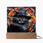 Black Cat Witch | Stained Glass | Acrylic Plaque