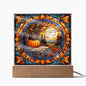 Pumpkin Moon | Landscape Thanksgiving | Stained Glass Acrylic