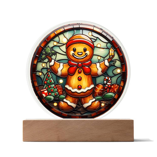 Gingerbread Stained Glass Acrylic Plaque