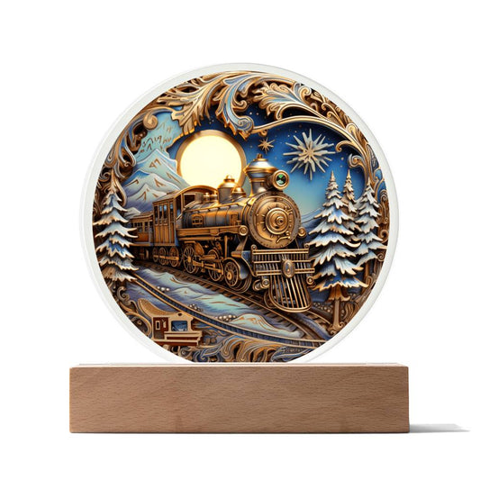 Fairytale Train | Circle Acrylic Plaque | Nightlight