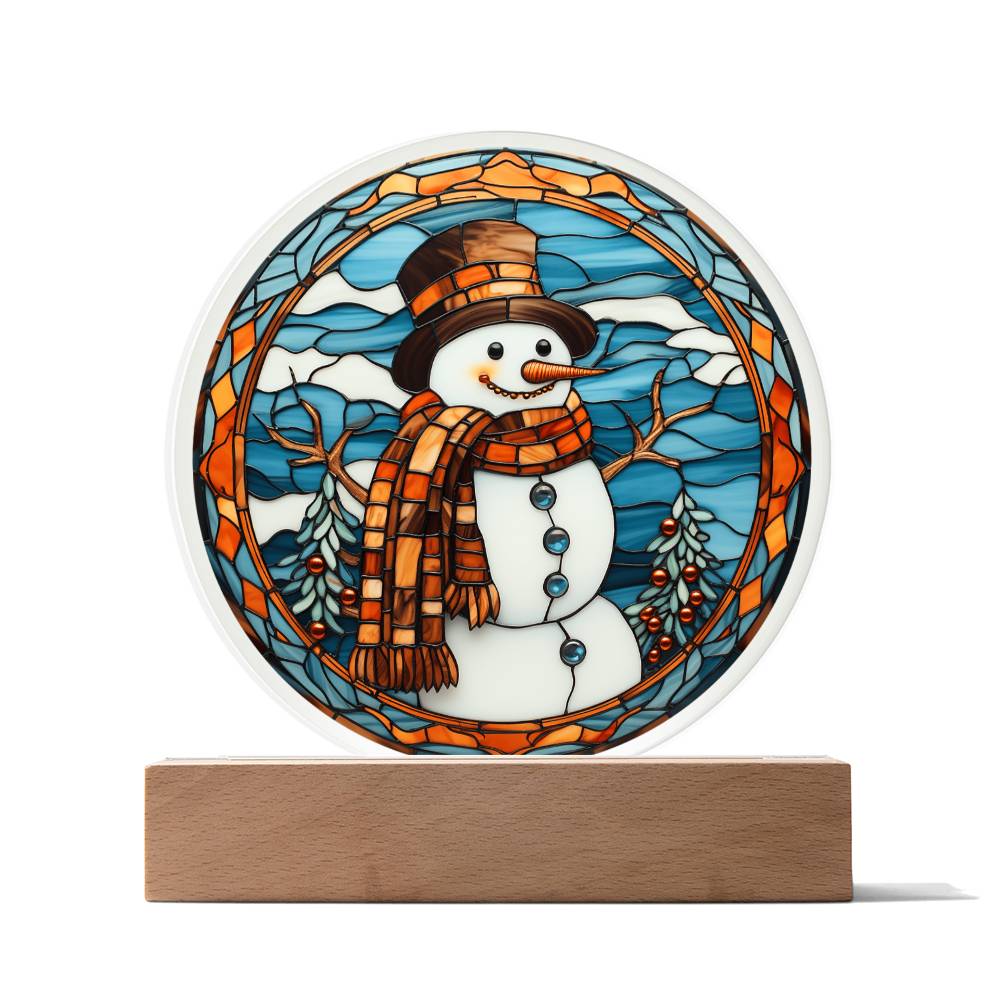 Stained Glass Snowman Acrylic Plaque