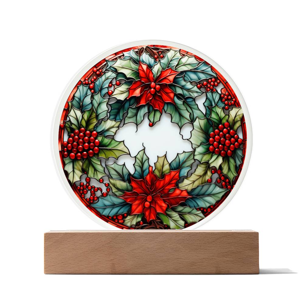 Christmas Wreath Stained Glass Acrylic Plaque