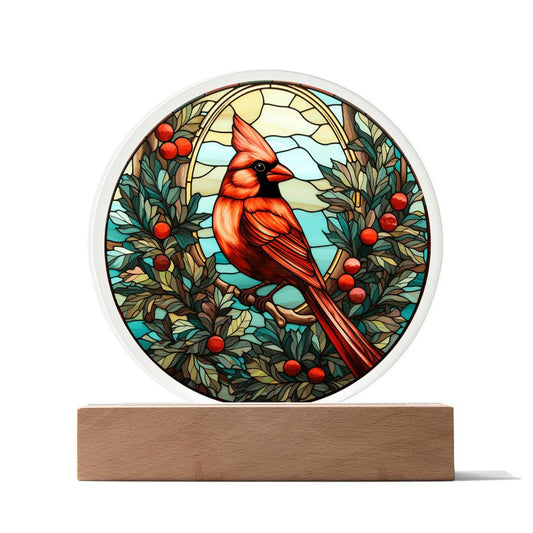 Stained Glass Cardinal Acrylic Plaque