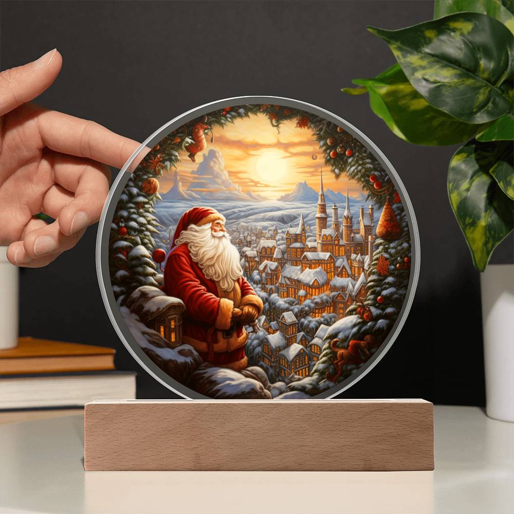 Santa and Town Acrylic Plaque