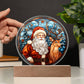 Santa and Reindeer Stained Glass Acrylic Plaque