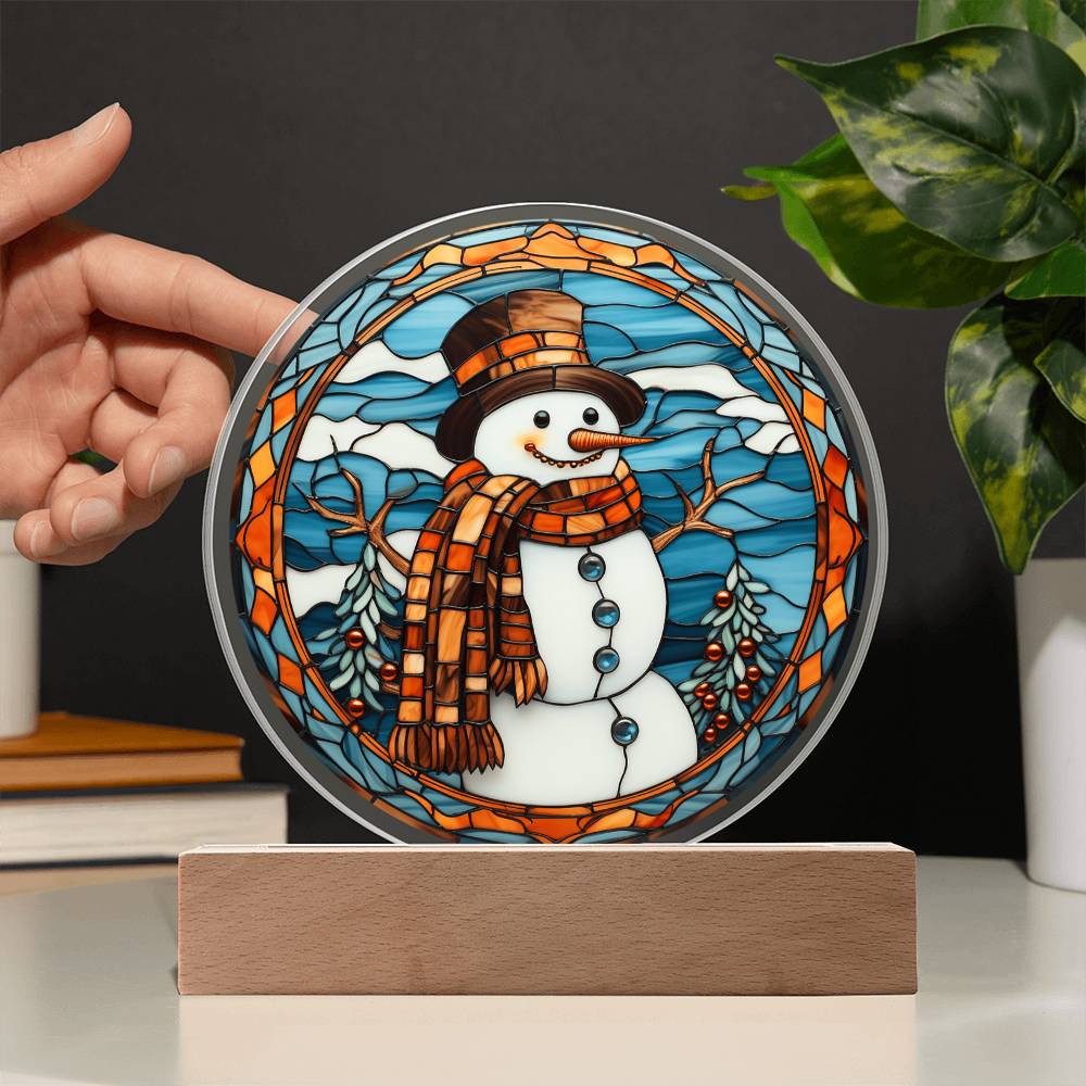 Stained Glass Snowman Acrylic Plaque