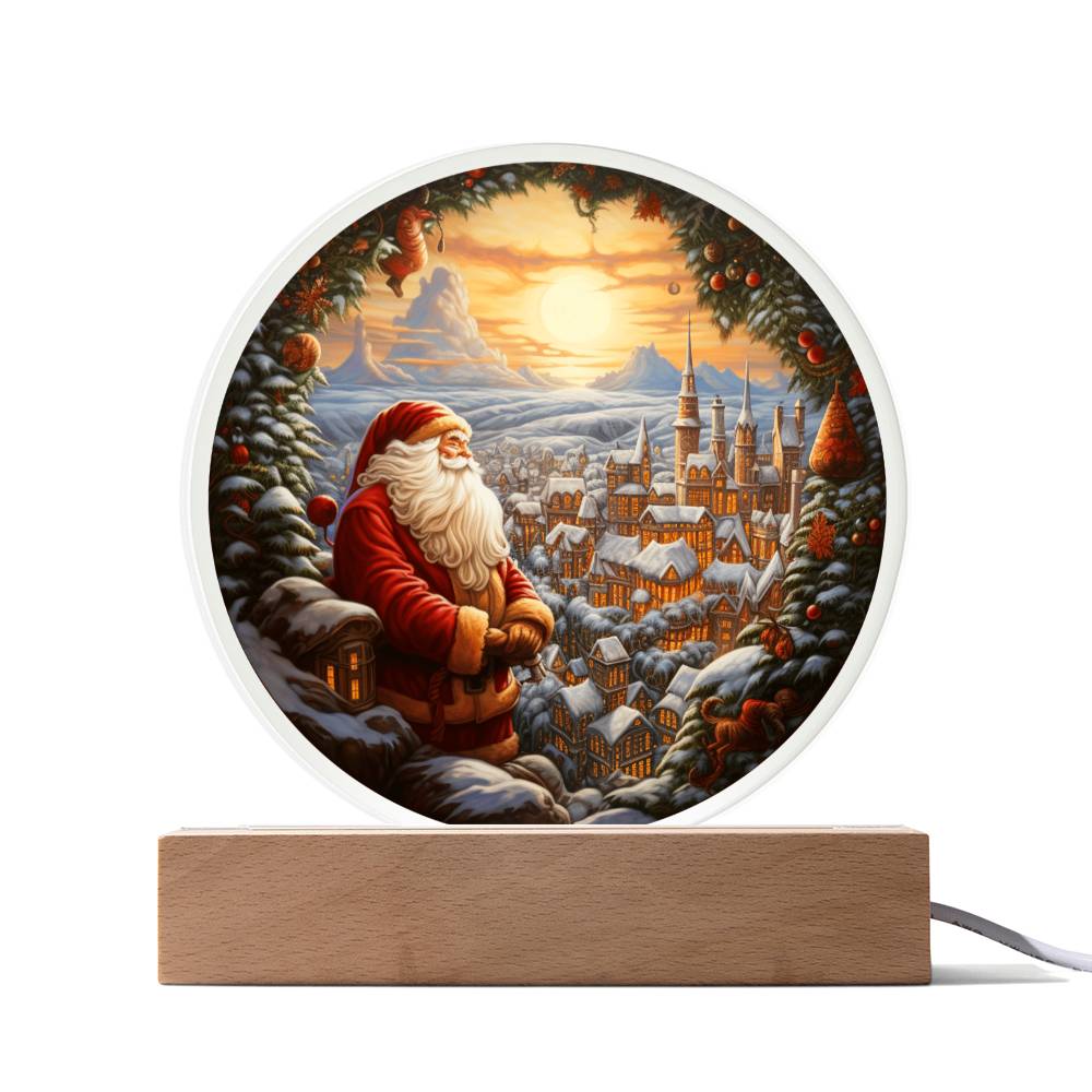 Santa and Town Acrylic Plaque