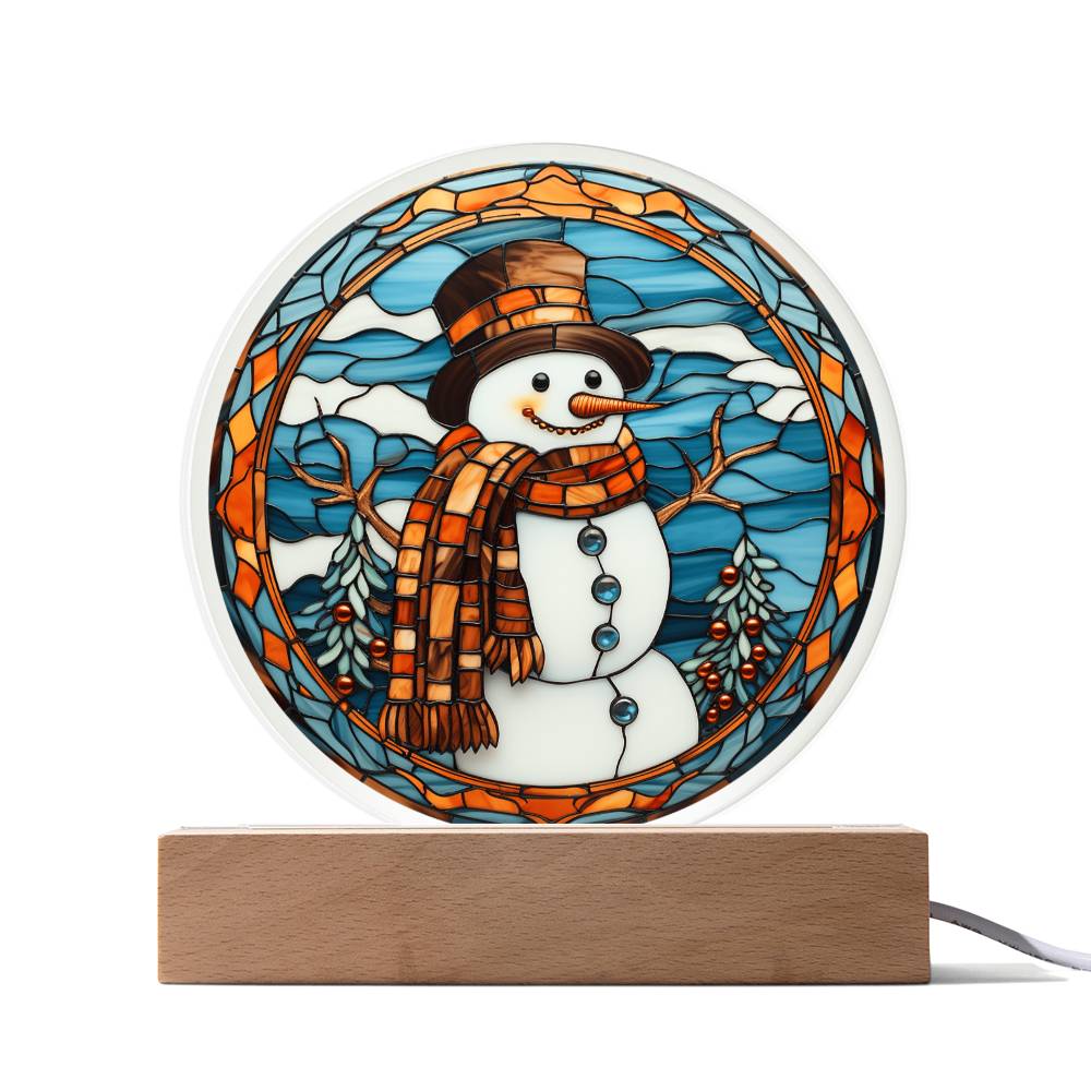 Stained Glass Snowman Acrylic Plaque